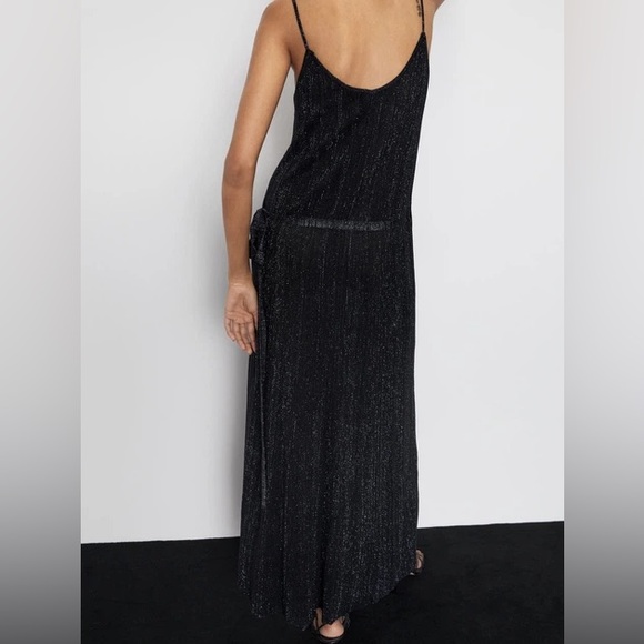 Zara Metallic Wrap Dress Sz L - Picture 5 of 8